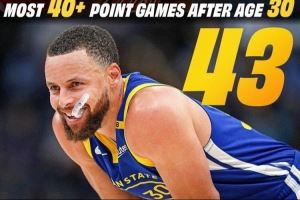 差一场追平乔丹!勇士官方晒图:库里30岁之后第43次砍下40+!